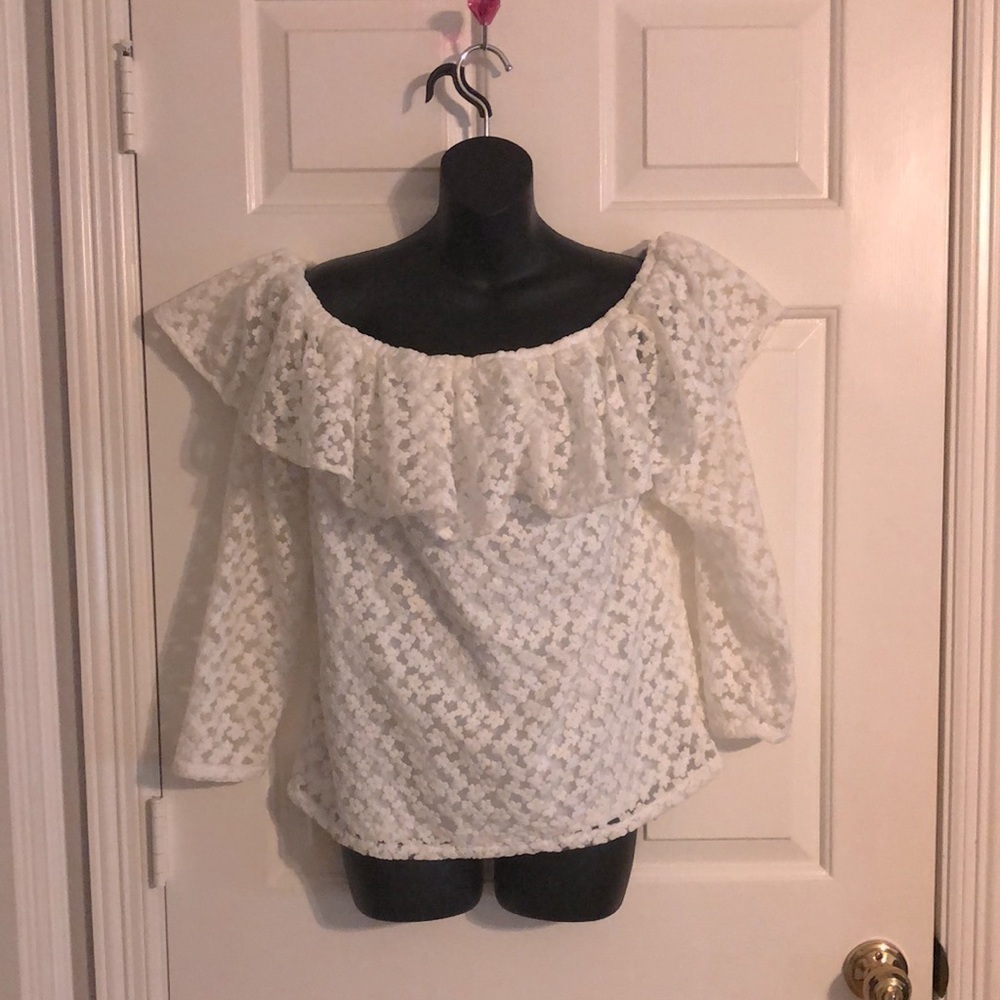 Jill Stuart Off-The-Shoulder Lace Top, Created for Macy's Size small - Picture 3 of 6